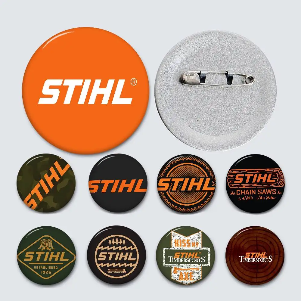 S-Stihl Logo Soft Button Pin Bright Printed Icon Gift For Friends Badge Collar Brooch Lapel Pin Metal