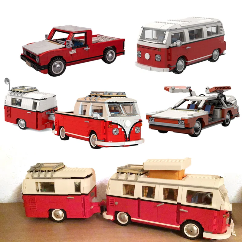 NEUES MOC T2 Doka-LKW-Autos-Modell, modifiziert von 10220, Wohnmobil, T1, Wohnwagen, Camping,