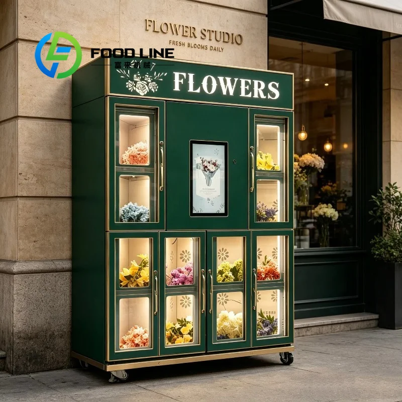 Controlled Fresh Flower Vending Machine Inventory Reminder Multi‑locker Automatic Bouquet Selling Cabinet For Business Street