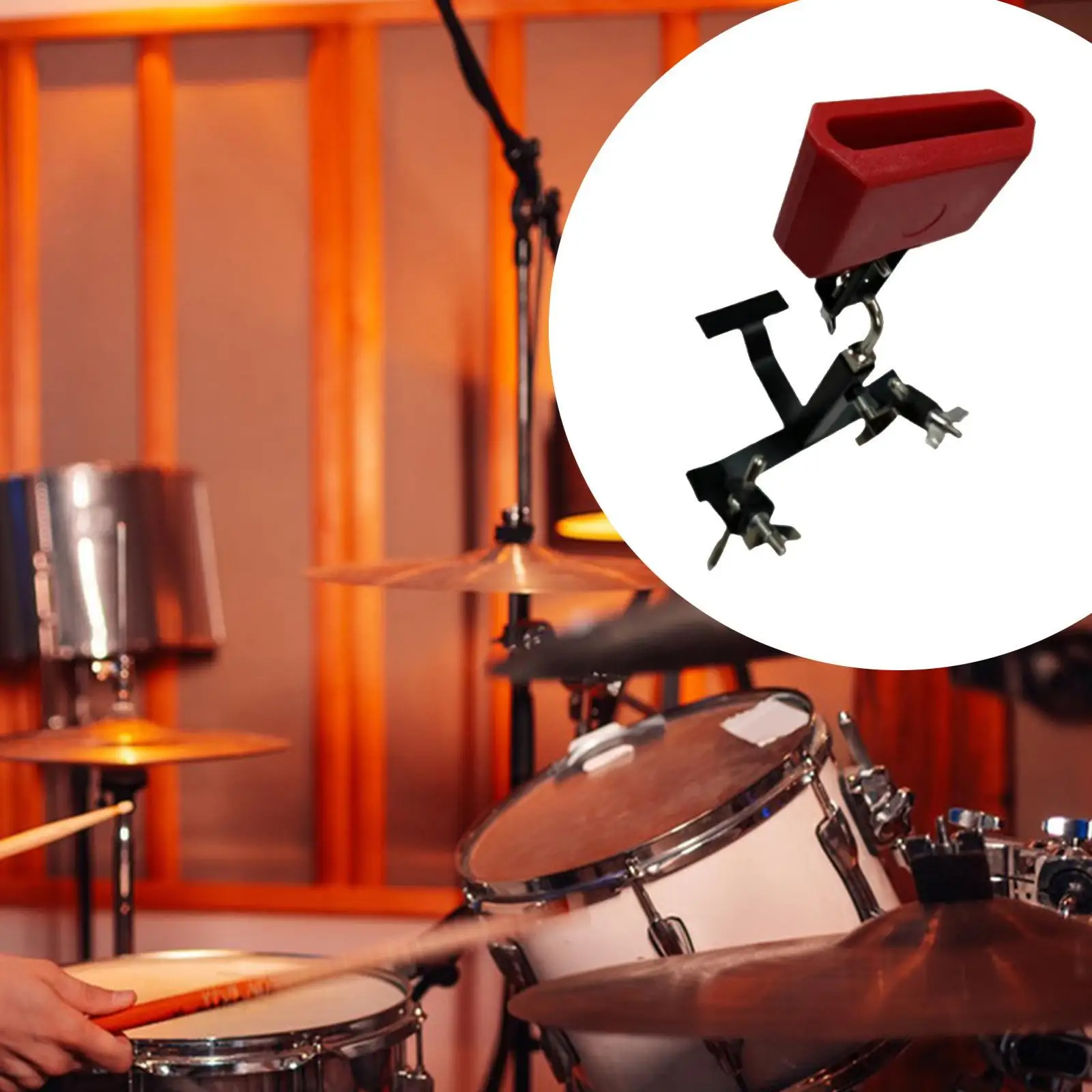 Cowbell Holder,Drum Cowbell Mount Clamp,Drum Kit Durability Noise Maker,Easy Attachment,Metal Connecting Clamp with Cowbell