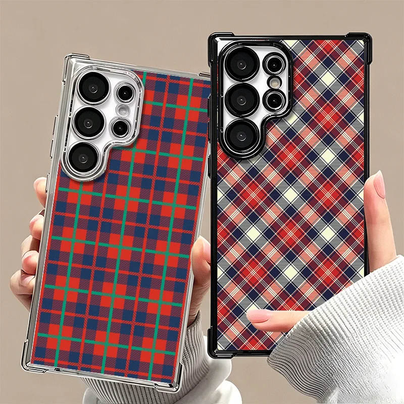 Clan Stewart Tartan Plaid Pattern Soft Phone Case For Samsung Galaxy S26 Ultra S25 Edge S24 FE S23 Plus S22 S21 + S20 Plating An