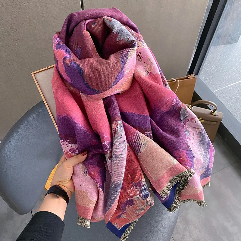 2023 Cashmere Scarf for Women Warm Shawl Fashion Thick Print Wraps Winter Blanket Stoles Poncho Bufanda Echarpe Femme Pashmina