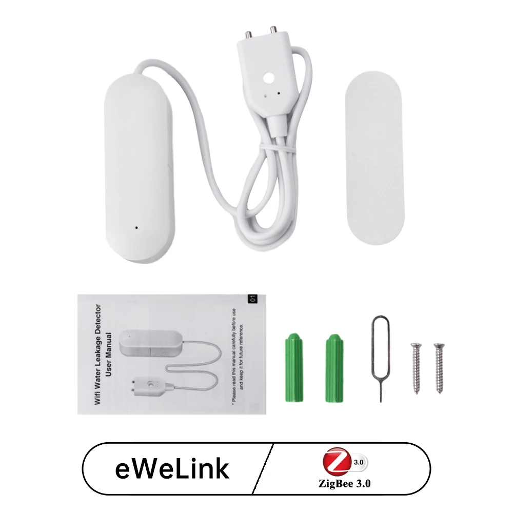 EWelink Zigbee Smart Water Leak Sensor Remote Monitor WiFi Water Overflow Level Detector Water Leak Sensor Security Sound Alarm