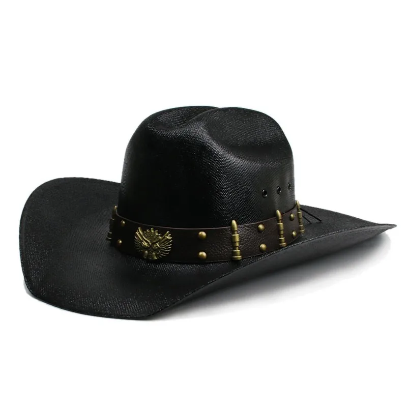 Men's and women's canvas straw-woven belts stiff-shaped hats camping waterproof sunshade
