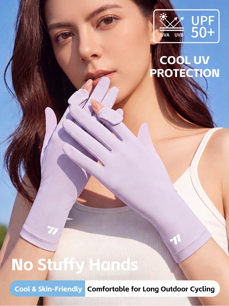 AliExpress West Biking WEST BIKING Women Cycling Gloves UPF50+ Ice Silk Sun Protection Full Finger Gloves Touchscreen Anti-slip Summer Sports Gloves