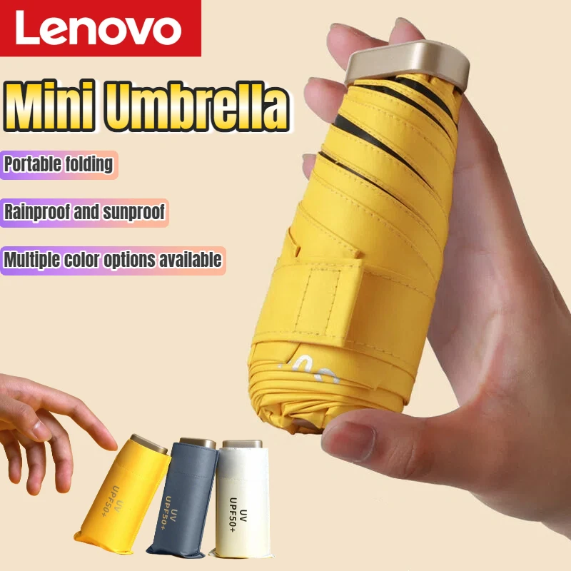 Lenovo Mini Capsule Umbrella Portable Pocket Umbrella Vinyl Folding UV Protection Sunshade Ultra Light Dual Use Pocket Umbrella