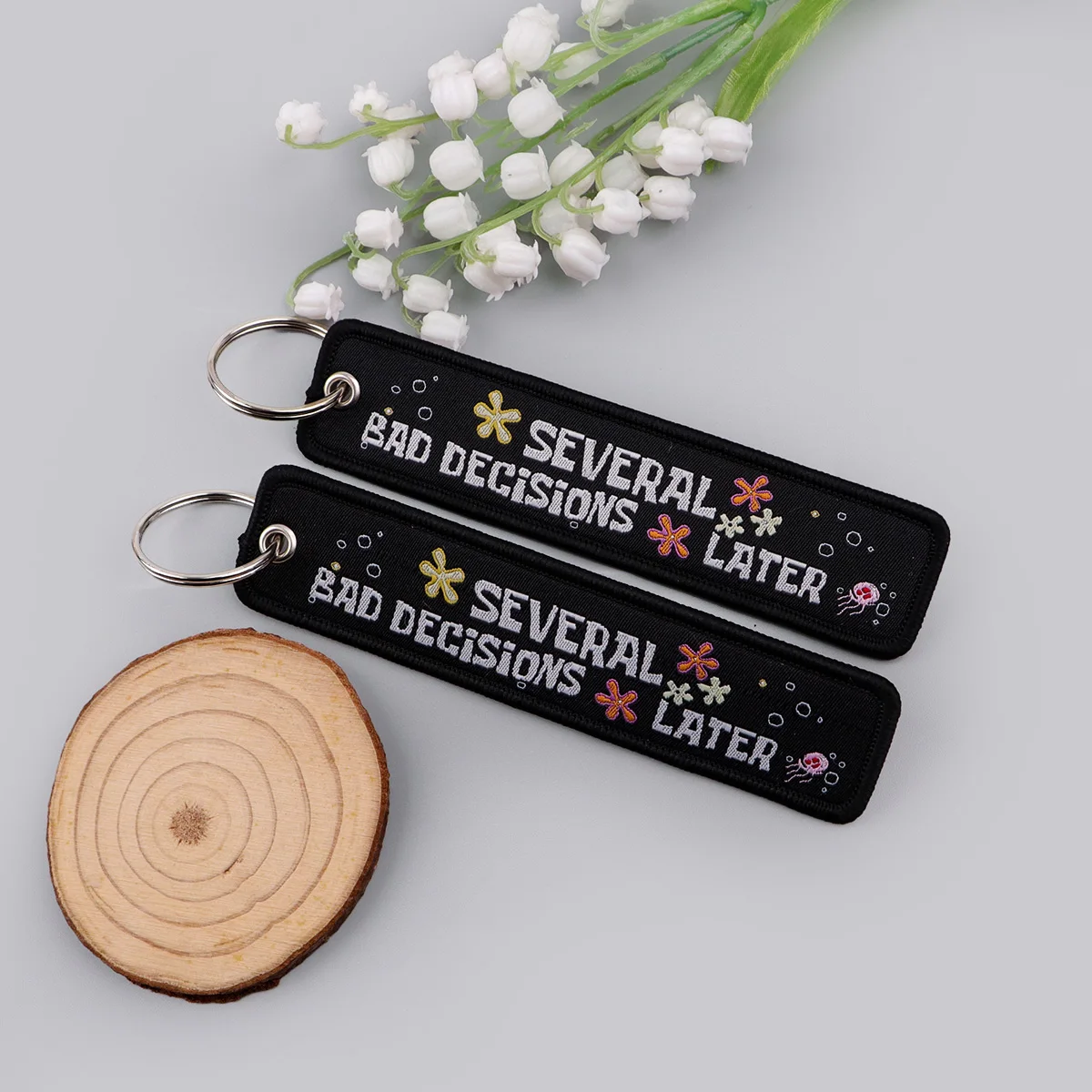 Sarkastisches Zitat Stickerei Schlüsselanhänger Lustiger Schlüsselanhänger für Motorräder Autos Schlüsselanhänger Halter Schlüsselanhänger Chaveiro Schmuck Party Geschenk – Detail 6