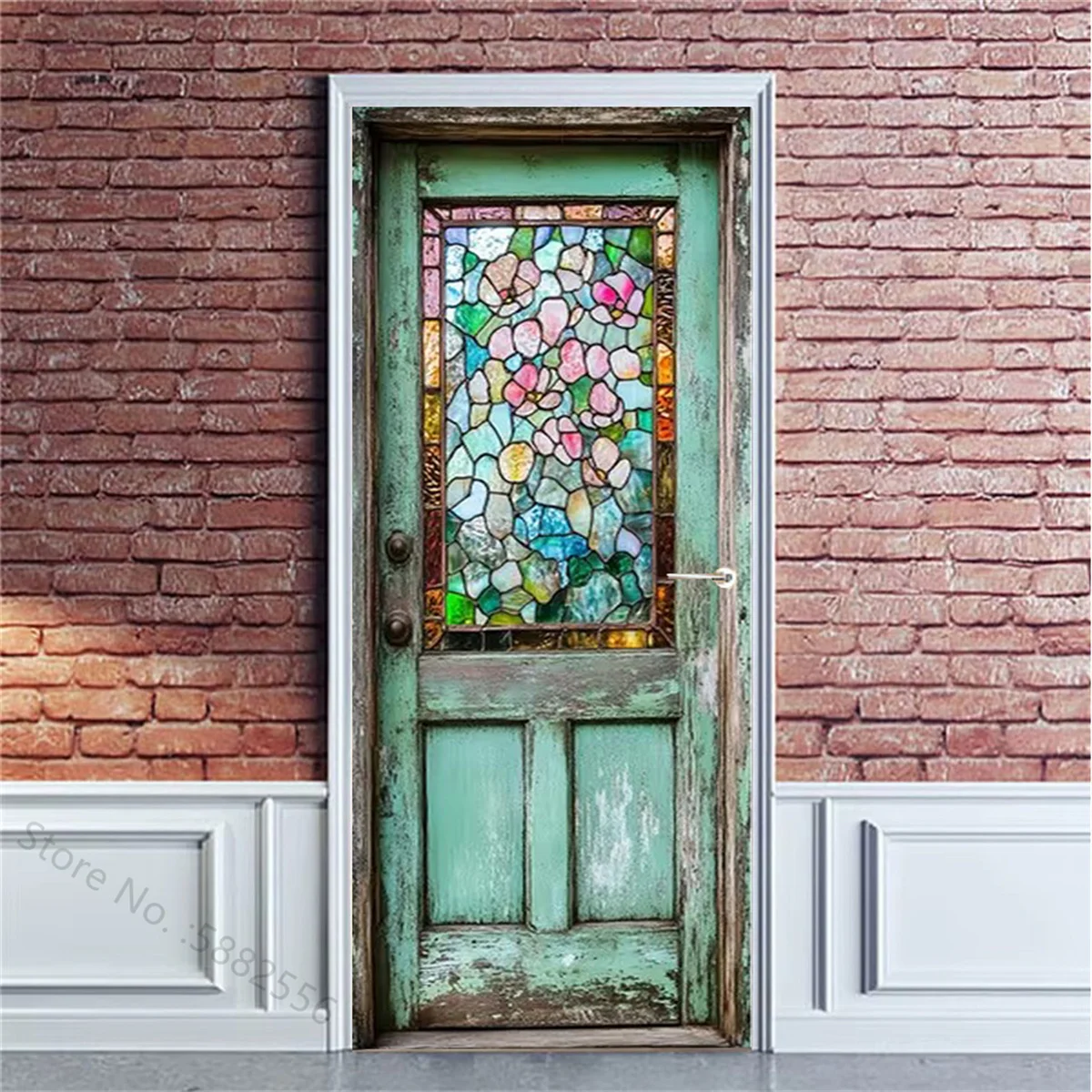 3D Vintage Wood Grain Door Stickers Peel and Stick Vinyl Customized Size Retro Wooden Full Door Wrap Cover Decals Poster
