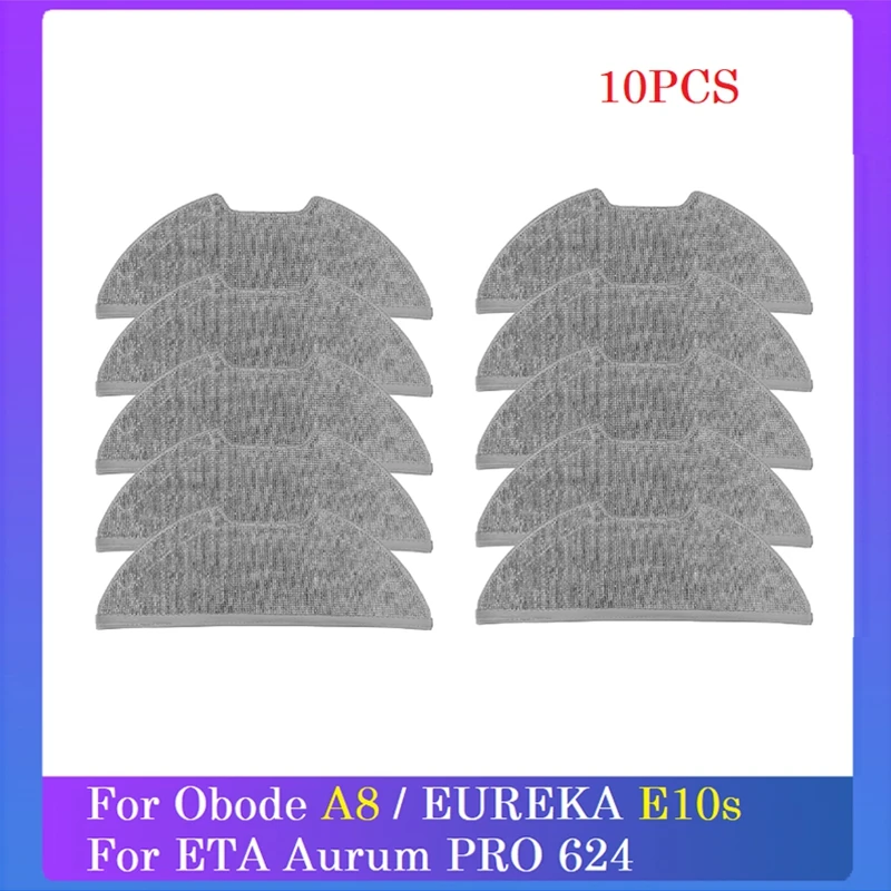 

10PCS Washable Mop Rag For Obode A8 / Eureka E10S / ETA AURUM Pro 624 Robotic Vacuum Accessories Mop Pad