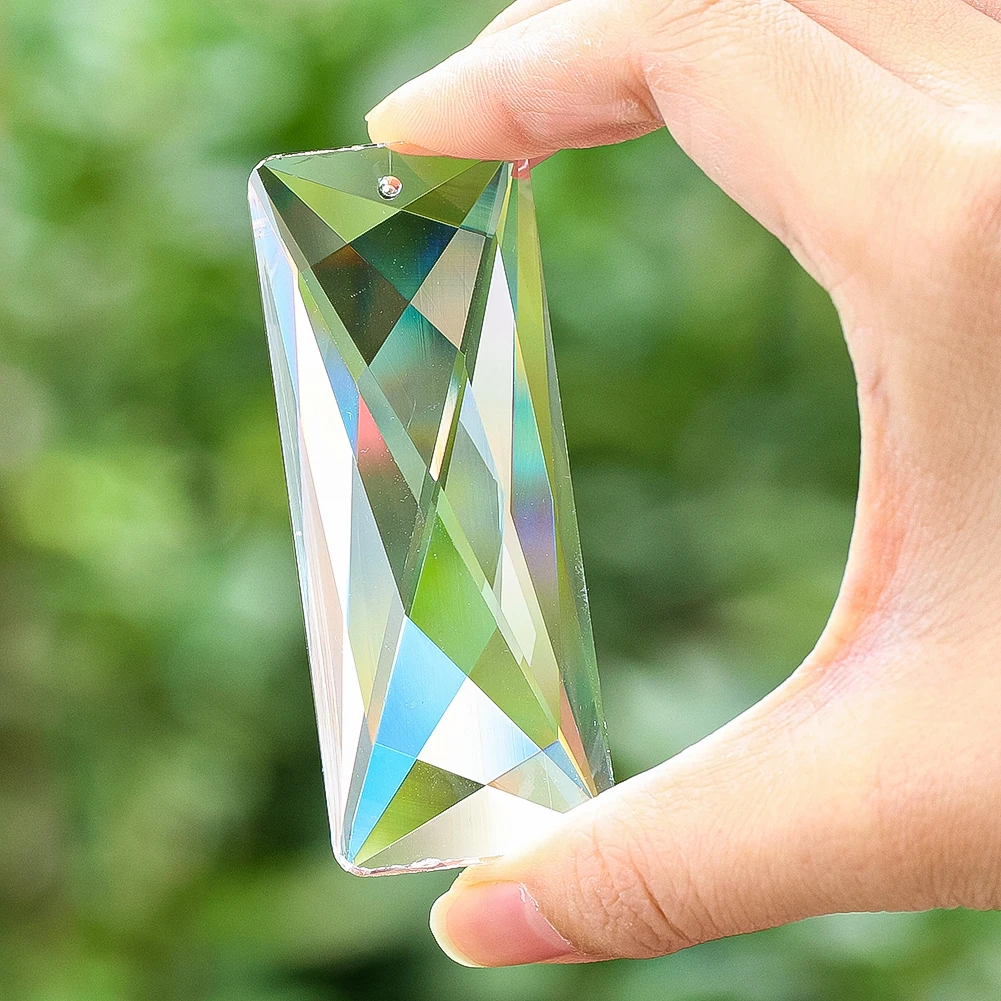 70mm Clear Rectangular Crystal Prism Sun Catcher Rainbow Maker Pendant Chandelier Parts for Home Window Balcony Hanging Decor