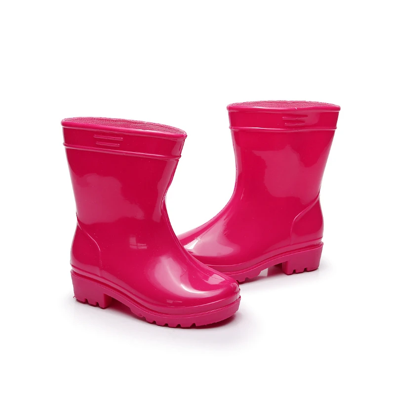 New Children Boys Girls Fashion PVC Rain Boots Waterproof Non-slip Rainboots Child Mid-calf Water Shoes Wellies Boots