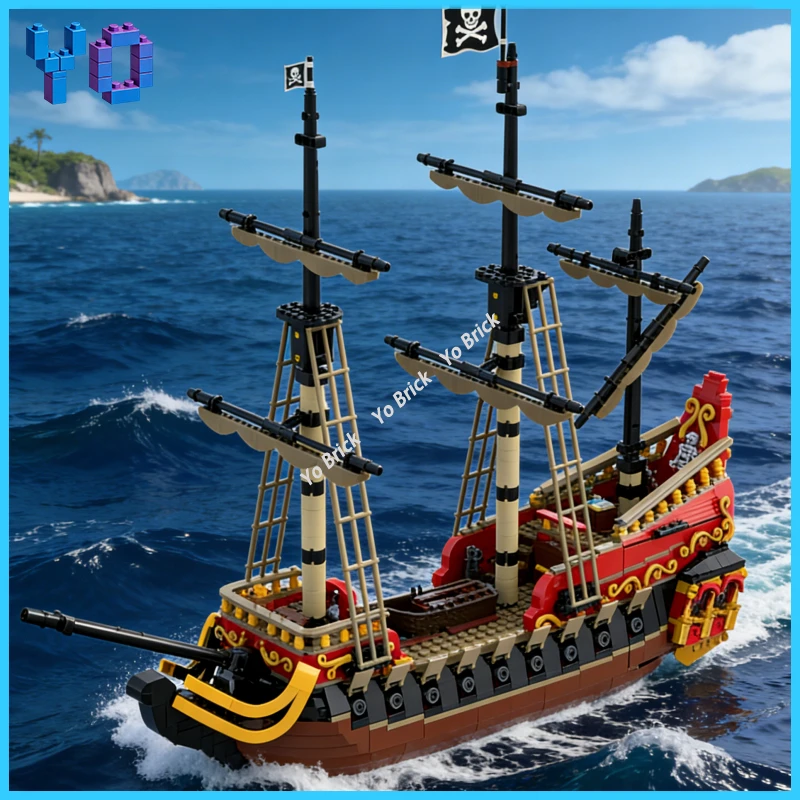 

Nautical Sailboat Ship MOC Building Blocks, Detailed Sailing Vessel for Building Lovers and Showcase