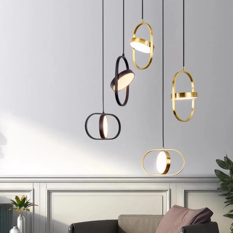 Nordic minimalist wrought iron rotatable art chandelier modern bedroom window restaurant cafe front desk chandelier