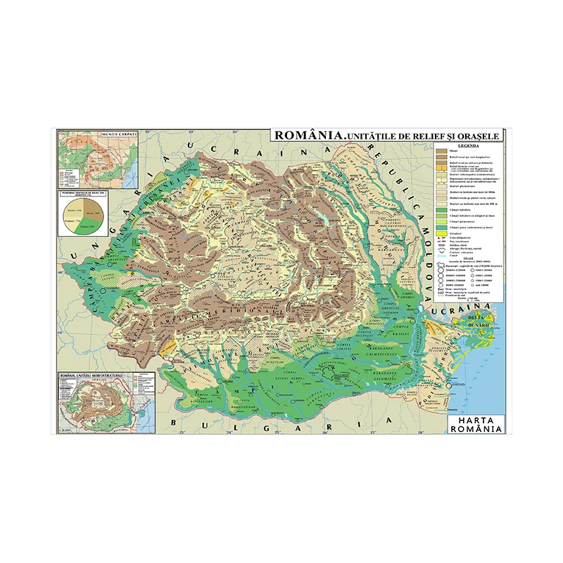 59*42cm o mapa da romênia pintura em tela em cartaz de parede rumano para presente de viagem material escolar escritório decoração de casa