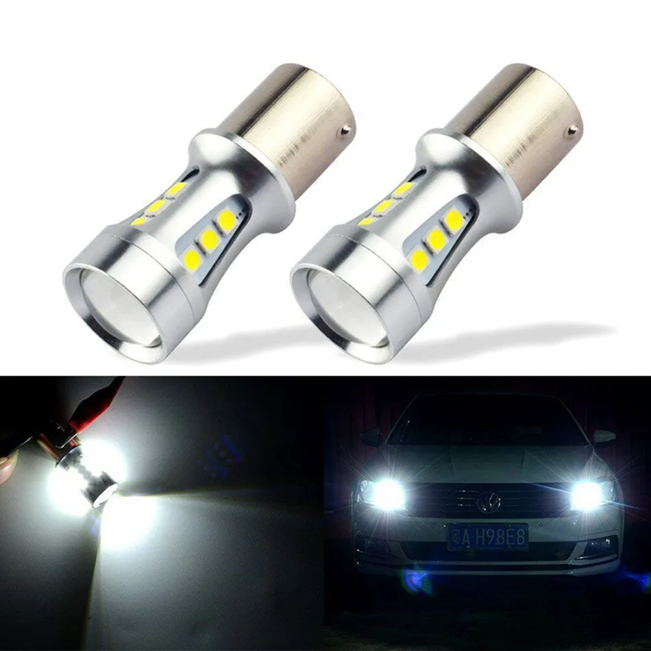 

2pcs P21W T15 LED Car 1157 18SMD W21W BAU15S 7443 For lada DRL Blub P21/5W 1156 3030 7440 LED
