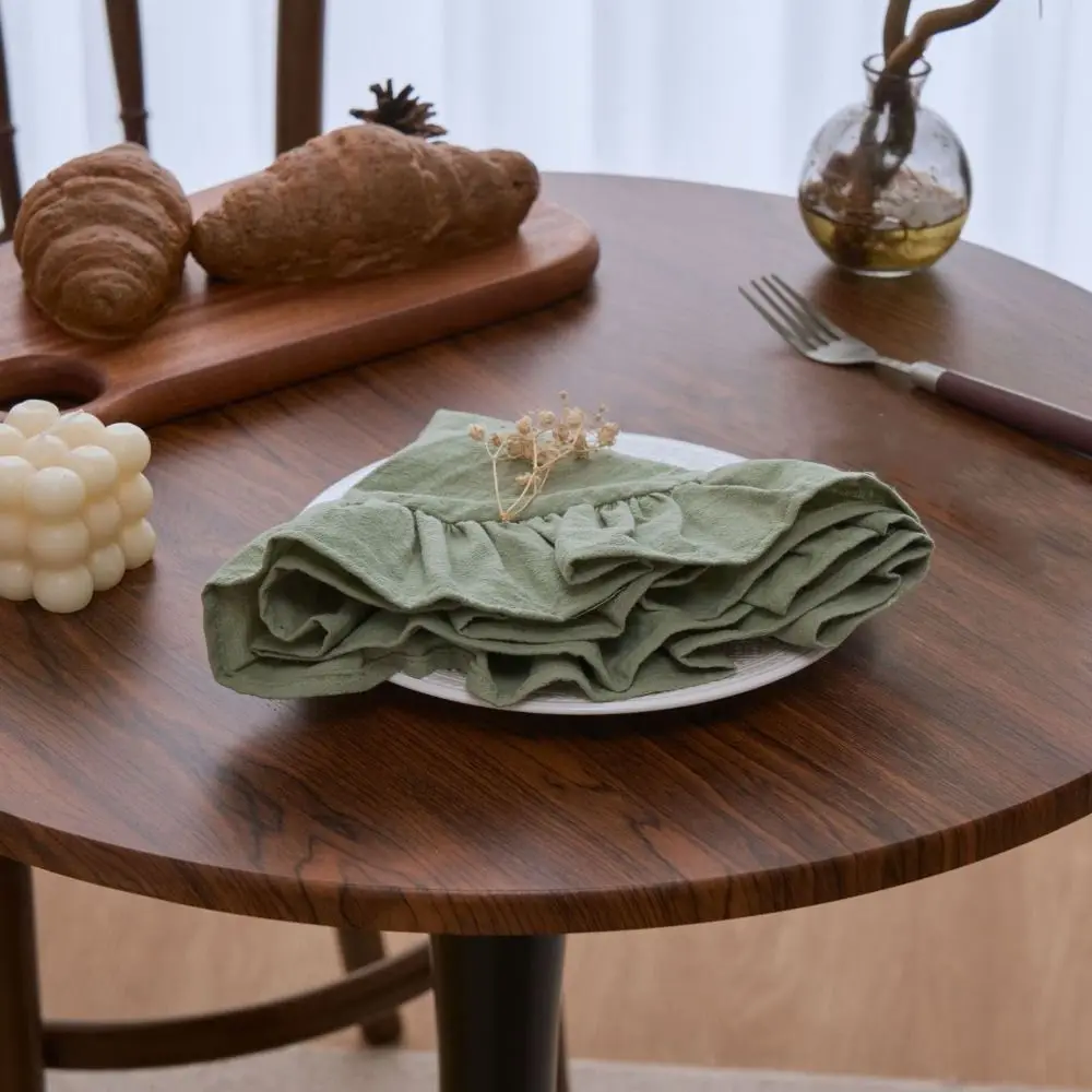 Simple Solid Color Ruffled Placemats Round Cotton Rustic Placemat Cloth Napkins for Wedding Decoration Table Decor