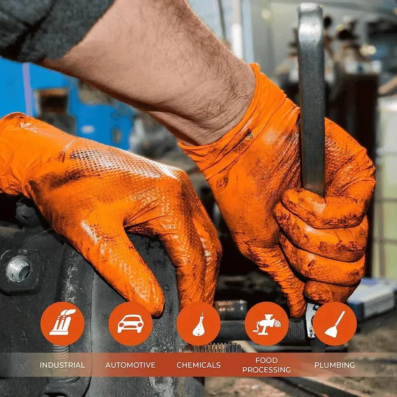 ถุงมือไนไตรล์สีส้มแบบหนา 8 มิล - Nitrile Mechanic Glove บทวิจารณ์และราคา