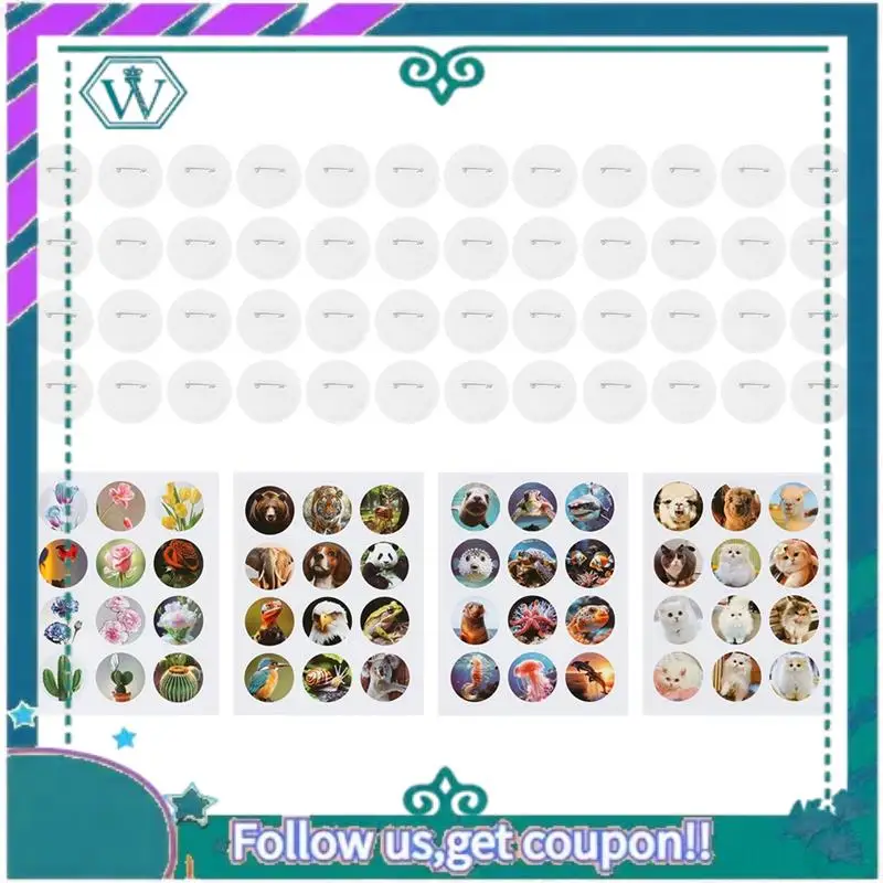 Upgraded Simple Badges Button Maker Machine Button Part , DIY Pin Badge Button Press Machine 48Pcs Button Parts