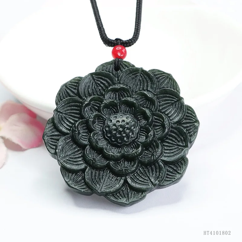 

Natural Tabqing Hetian Jade Lotus Pendant Spiritual Elegance HT4101802