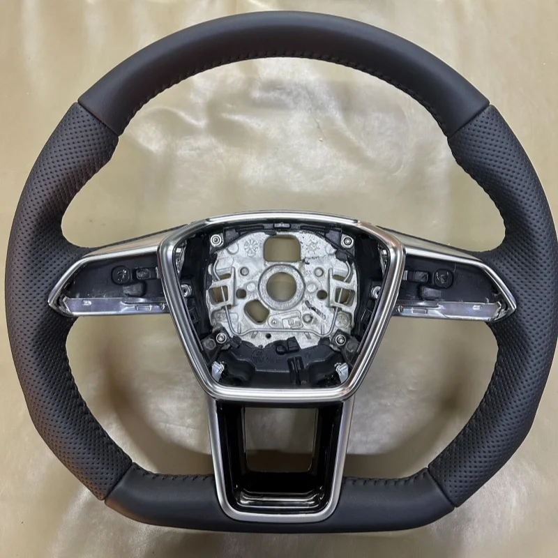 Leather Suede Steering Wheel A6 A7 C8 2019 - 2025 Upgraded S6 S7 RS 6 RS 7 Sports Flat Bottom Heated Steering Wheel For Audi A6
