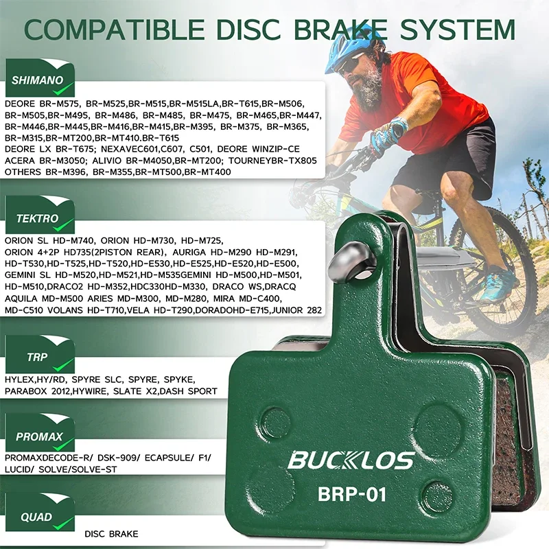 BUCKLOS Brake Pads Bicycle Ceramic Disc Brake Pad for SHIMANO MT200 Durable MTB Road Bike Hydraulic Brake Pad Fit B01S B03S B05S