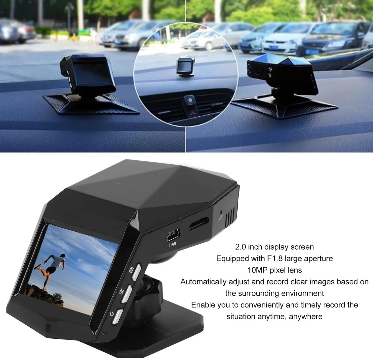 Front Rear Dash Cam, 10MP HD Night Vision, Digital Video Recorder for Car