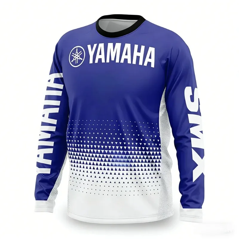 

Летняя футболка Yamaha 2026 с принтом, синяя, с длинным рукавом, модная и повседневная, для мужчин и женщин, с защитой от солнца, для езды на велосипеде и мотоцикле