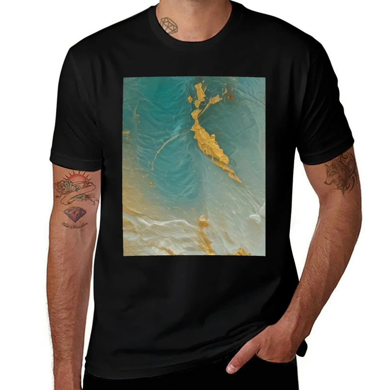 

Teal Marble 37 T-Shirt funny gifts graphics sports fans essential t shirt Short sleeve tee men