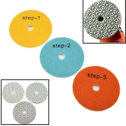 1pc Polishing Pad 4Inch 100mm Dry/Wet Diamond 3 Steps Polishing Disc Random Color Granite Concrete Marble Sanding Abrasive Tool