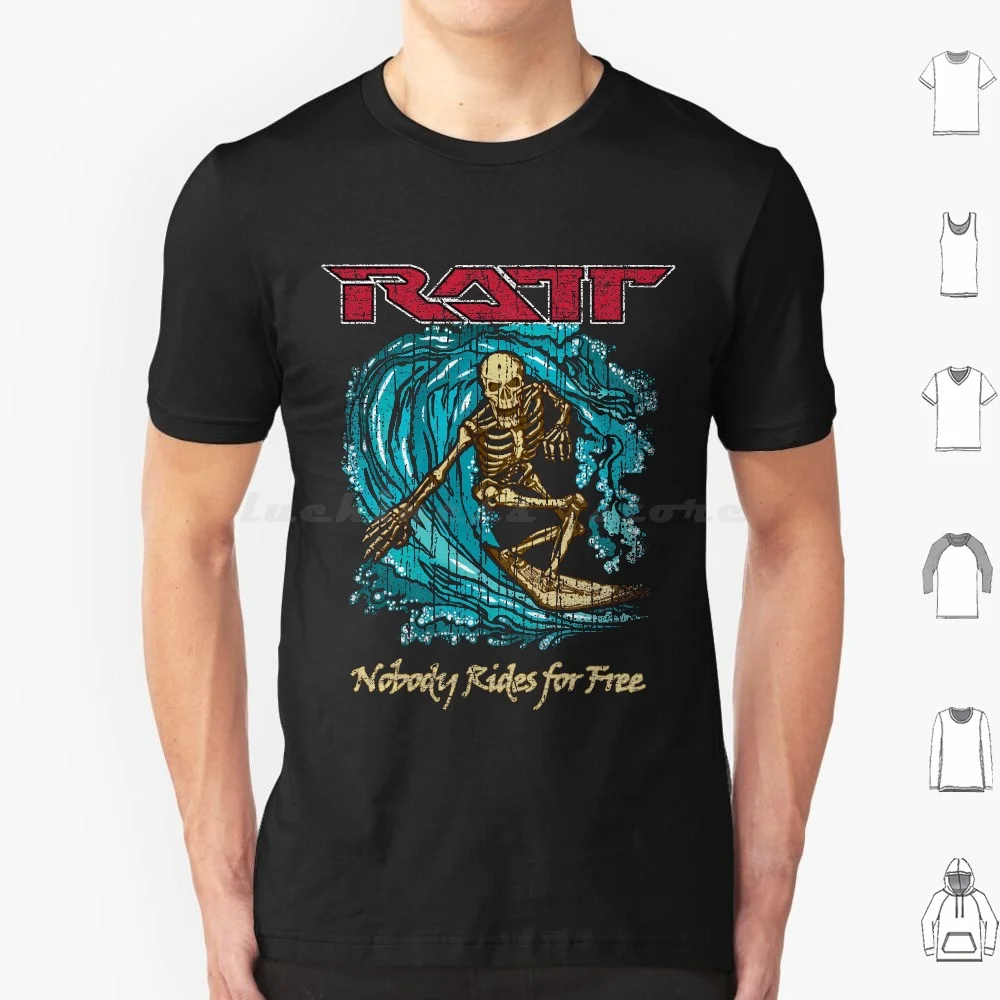 Nobody Rides For Free T Shirt 6xl Cotton Cool Tee Heavy Metal Glam Metal Rat Band 70s 80s Old Bands Retro Vintage Music Guitar