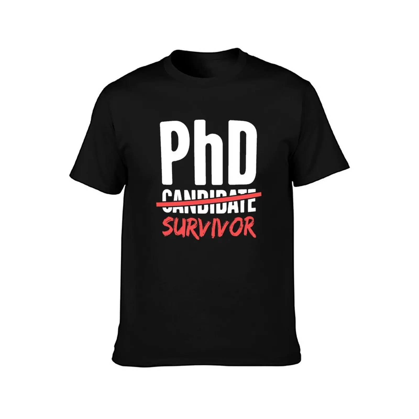 PhD Candidate Survivor T-Shirt, Summer Casual Cotton Tee, Oversized Streetwear Tops, Vintage Graphic Print, Unisex Men Women