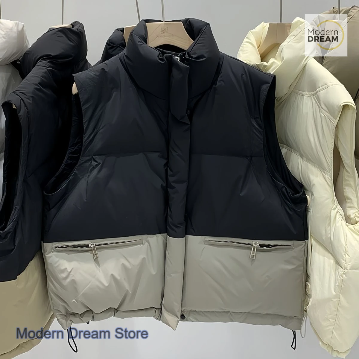 الكورية الوقوف طوق سميكة اللون مطابقة أسفل سترة القطن المرأة الخريف والشتاء موضة جديدة فضفاضة مزاجه سترة معطف. #3