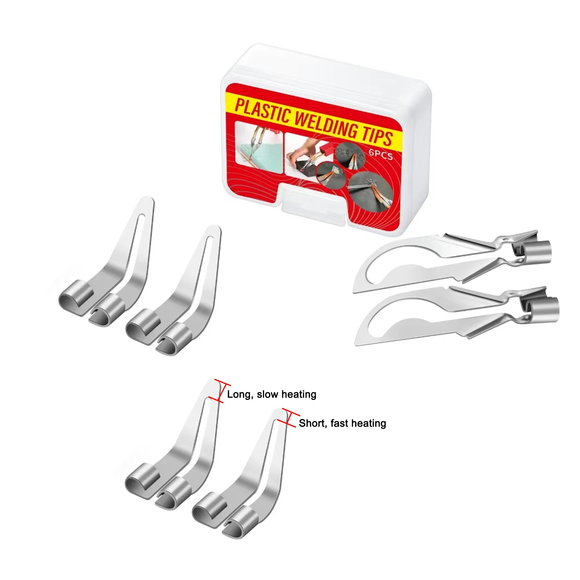 6pcs Durable Metal Plastic Welding Tool Set, Smooth Head Soldering Repair Iron, No Battery Required