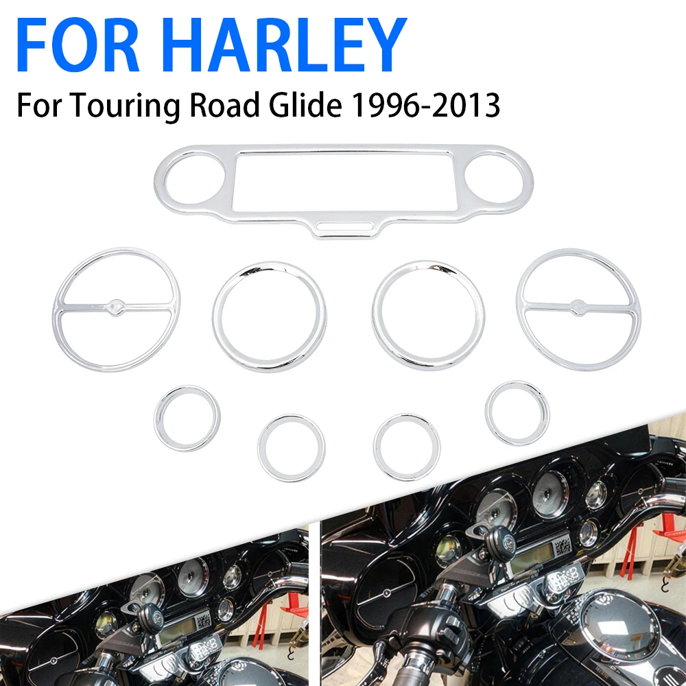 

Fit For Harley Touring Road Glide 1996 - 2013 2012 2011 Motorcycle Speedometer Bezels Speaker Stereo Accent Trim Ring Horn Cover