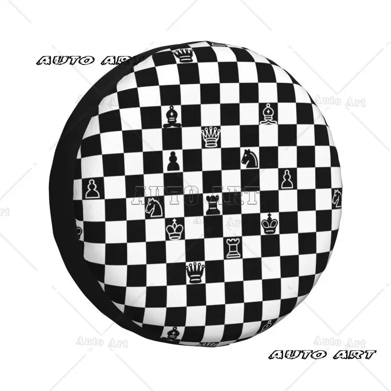 Custom Chess Lover Spare Wheel Cover 4x4 SUV Chessboard Game Tire Protector 14