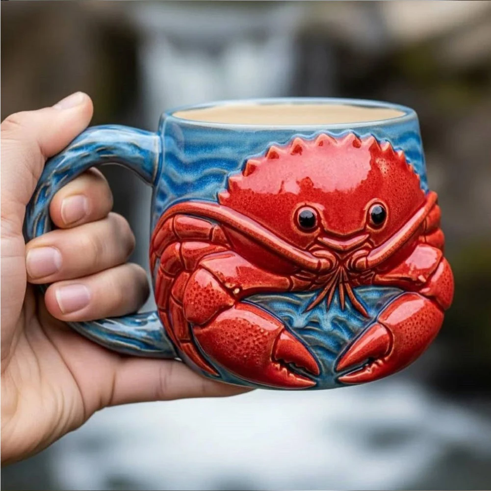 

Керамические кружки с 3D океанскими животными и ручкой, 3D кружка с океанским существом для любителей животных, семьи, детей, друзей, коллег