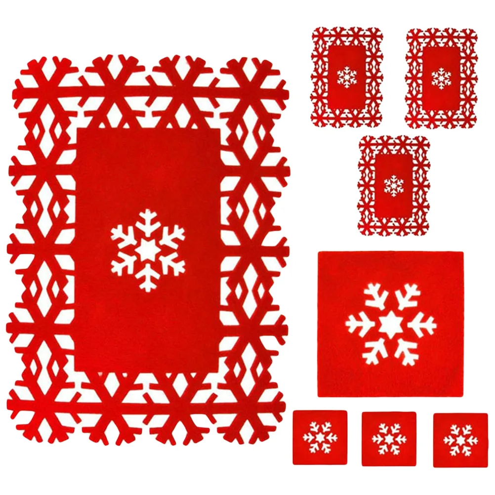 

8 Pcs Christmas Tableware Mat Insulation Felt Placemat Non woven Fabric Heat Protection Safe Practical Durability Christmas