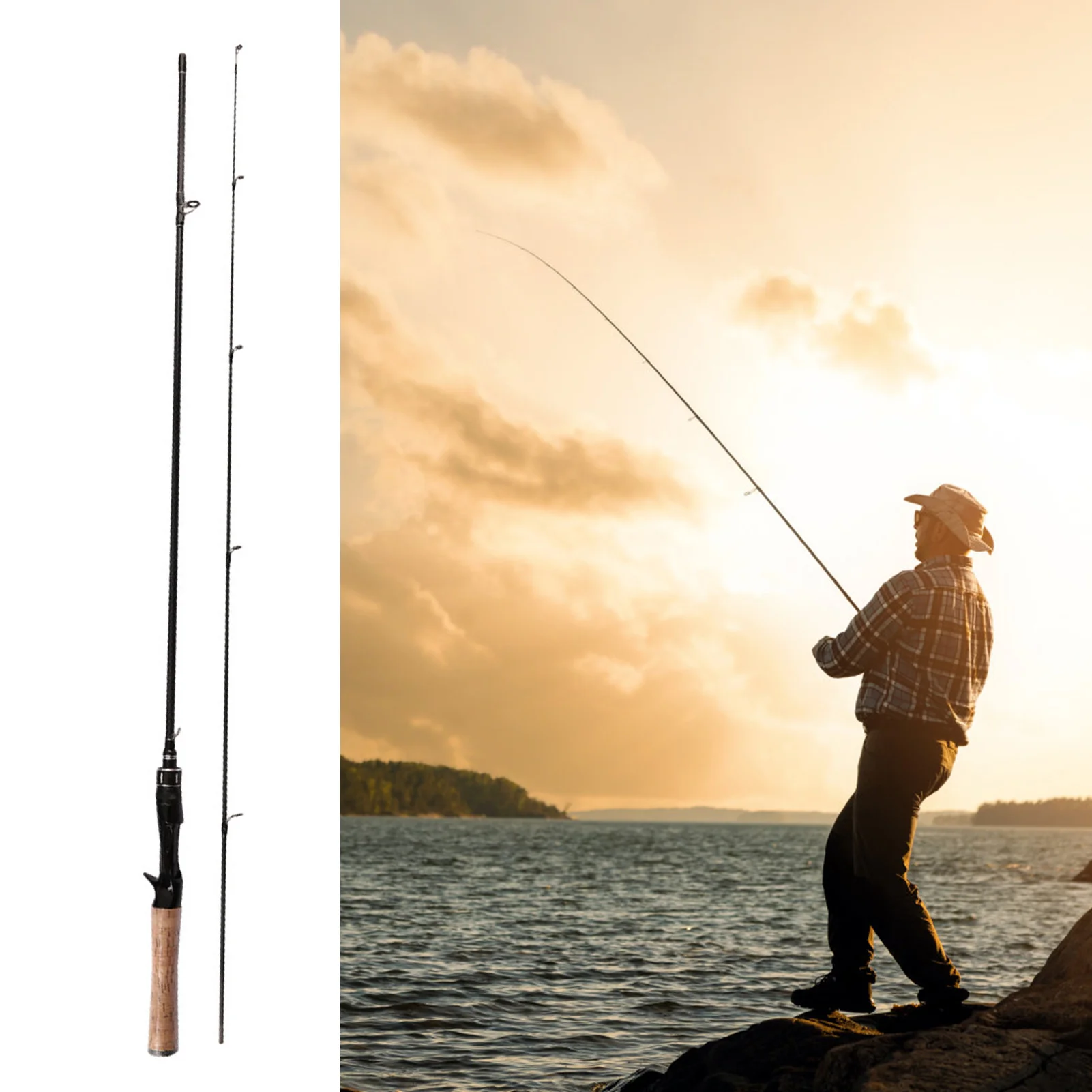 Portable Carbon Lure Fishing Rods Ergonomic Design Comfortable to Hold Fishing Rod for Angler’s Holiday Good Gift