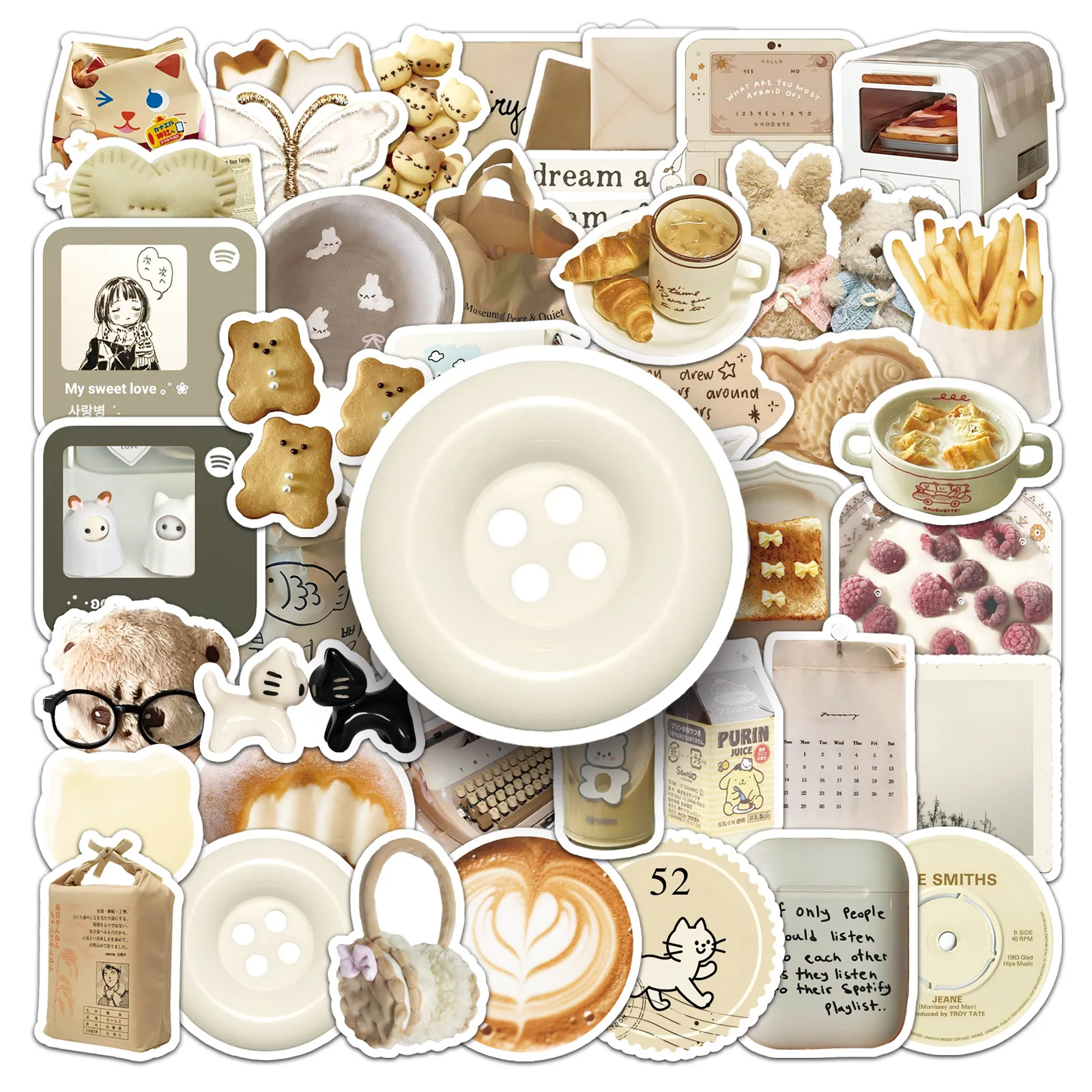 50 قطعة ملصقات الشوفان لاتيه الكورية الكرتون الإبداعية الحلوى الكتابة على الجدران DIY الديكور جراب هاتف ملصقات دفتر الملاحظات #4