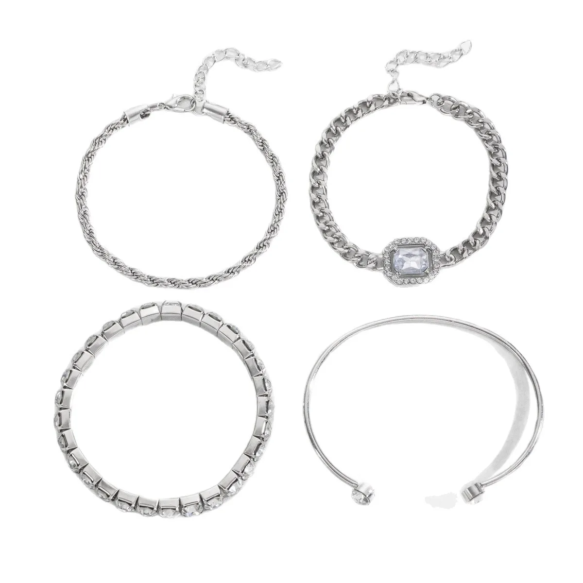 مجموعة أساور كريستال غير منتظمة 2025 - أساور بيان جريئة للنساء، مجوهرات عصرية ذات طبقات من خليط معدني إكسسوار للارتداء اليومي