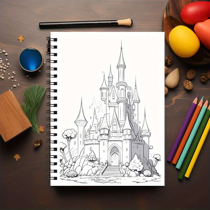 Seaside Castle Coloring Book - 8.3×11.2 Inches, 22 Pages. Great for Coastal - vibe Relaxation, Enchanting Doodling, Holiday Gift