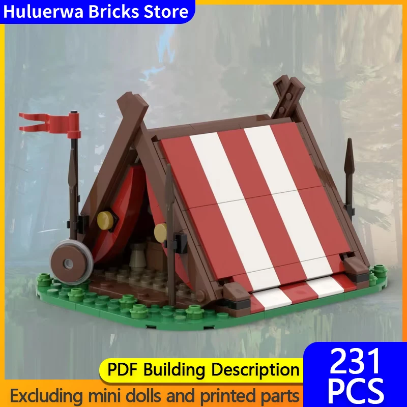 Street View Model MOC Building Bricks Viking Outdoor Camping Tent Modular Technology Gifts Holiday Assemble Children Toys Suit