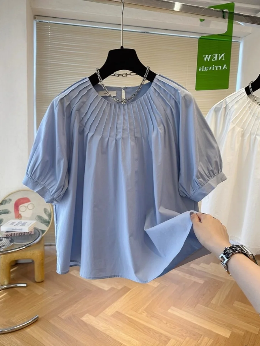 Cute Doll Sle Bubble Sve irt Donna ort Sve round Ne Design Sense Faionable Camicetta ampia coreana giovanile