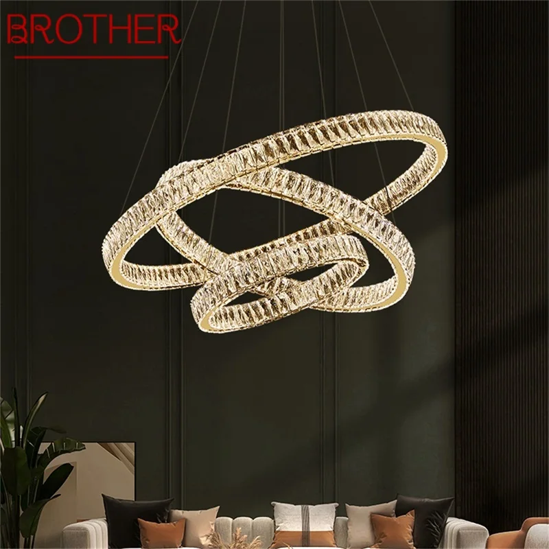 

BROTHER Modern Luxury Pendant Lamp LED Fixtures Decorative Round Crystal Lighting Chandelier For Living Room Bedroom Hotel