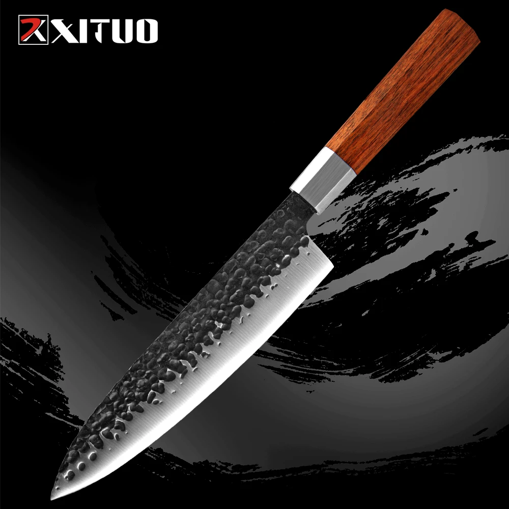 XITUO Handmade 8 Inch Chef Knife Ultra-sharp Cleaver Kitchen Cooking Knife Forging High Carbon Steel Blade Octagonal Handle