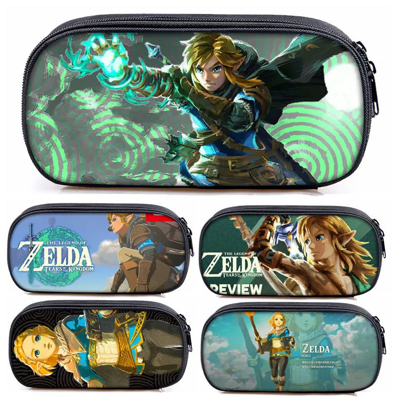 Zelda Pencil Bags Single Layer Polyester Printing Tears of The Kingdom Stationery School Supplies Student Cute Pencil Case Boy