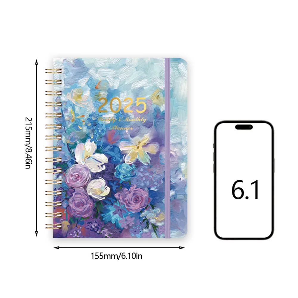 A5 2025 365 Days English Calendar Planner Notebook Weekly Goal Habit TrackerS Kawaii Agenda Planner Diary Schedules Organizer