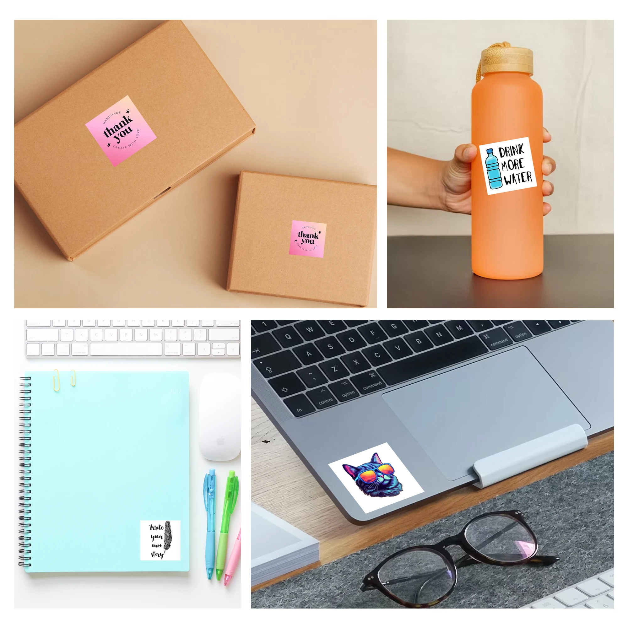 ملصقات مخصصة PVC مقاوم للماء يموت قطع الفينيل شعار تسميات مربع ملصق شخصي لأجهزة الكمبيوتر المحمول عيد ميلاد حفل زفاف الأعمال #4