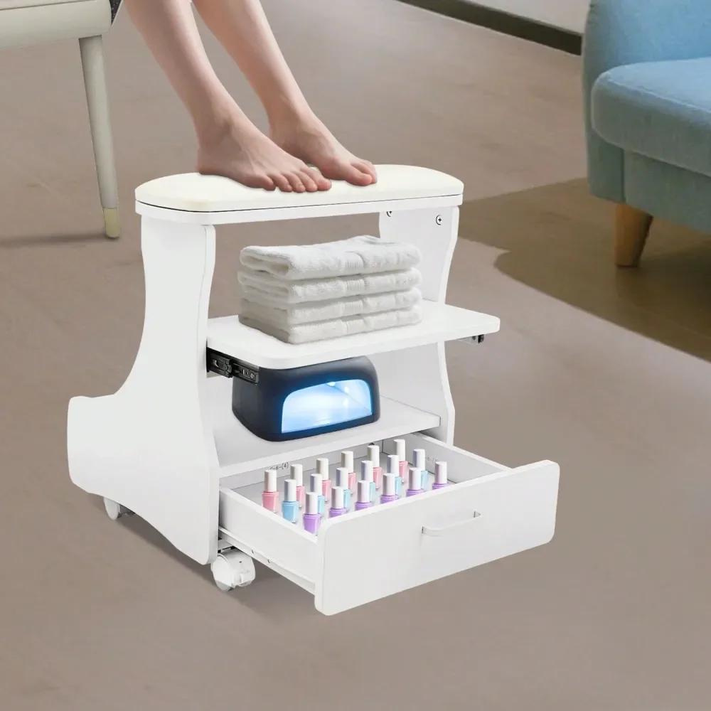 

Salon Nail Or Foot Bath Spa Portable Esthetician Trolley Cart For Foot Rest Pedicure Manicure Furniture Massage Table Salon Sup