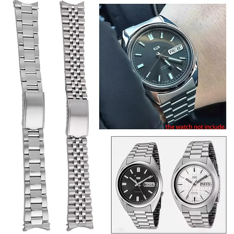 Bracelet en acier inoxydable de 19 mm pour montres Seiko. 5 Sxns80 Snxs79 Snxs79k Snxs77 Snxs73 Bracelet de montre incurvé, accessoires pour montres pour hommes